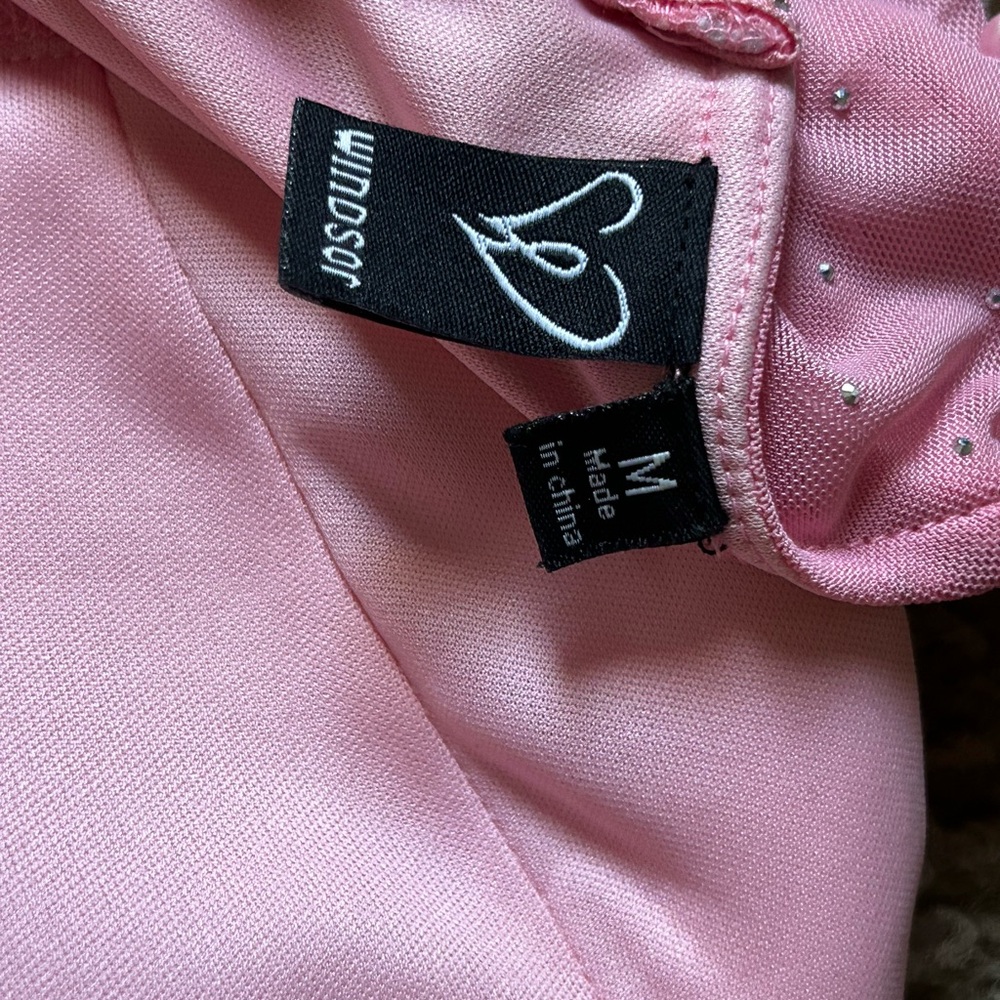 Pink Ruched Dress with Rhinestones - Picture 4 of 4